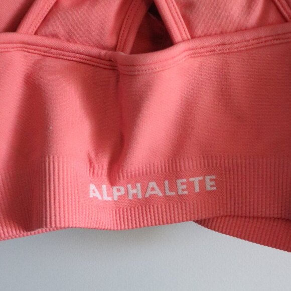 Alphalete Women's S Pink‎ V-Neck Ruched Racerback Stretch Activewear Sports Bra - Picture 9 of 9
